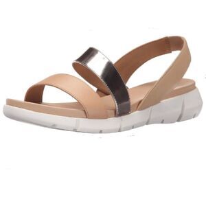 Calvin Klein Winny Womens Size 7 Tan/Silver Casual Slip On Slingback Sandals